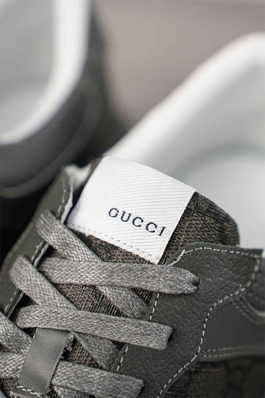 Мужские кожаные кроссовки Gucci GG Monogram - Grey