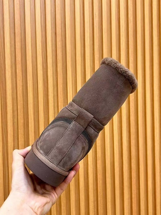 Женские замшевые угги с мехом Brunello Cucinelli Monili Premium