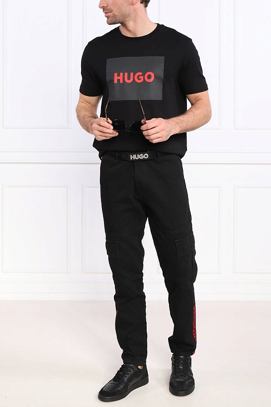 Чёрная футболка Hugo Boss logo-print
