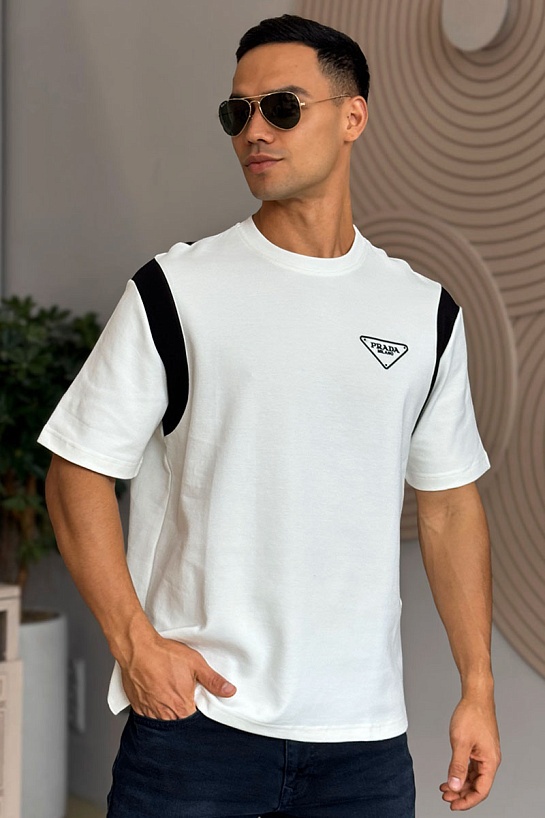 Мужская футболка Prada Milano - White / Black
