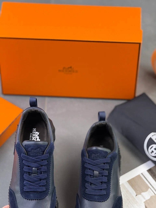 Комбинированные кроссовки Hermes Bouncing - Navy