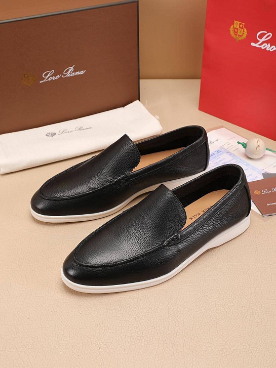 Мужские кожаные лоферы Loro Piana Summer Walk - Black