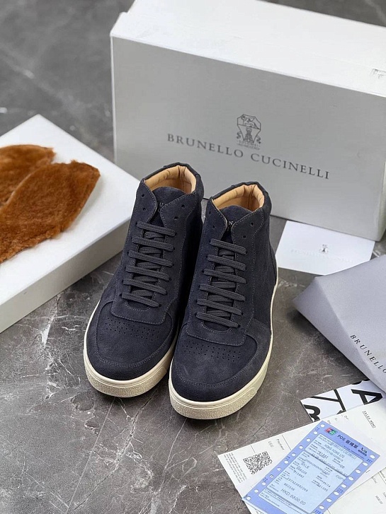 Замшевые кроссовки с меховой стелькой Brunello Cucinelli