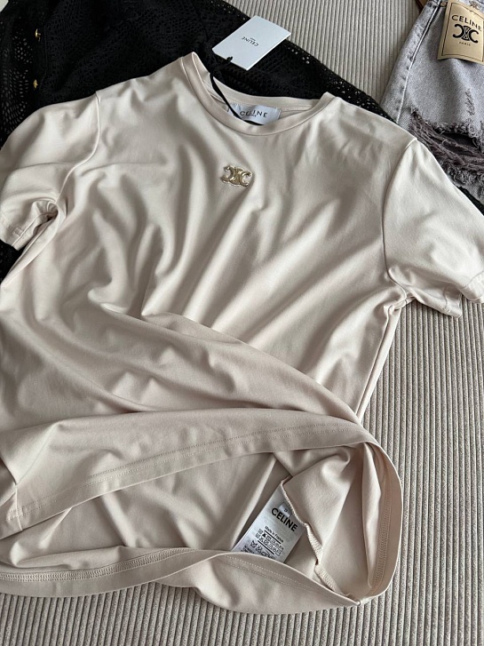 Женская бежевая футболка Celine premium