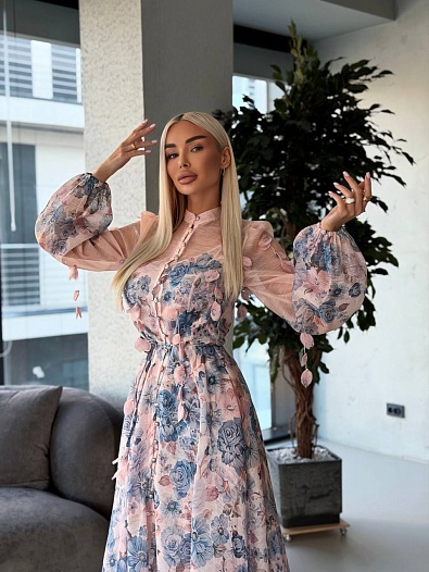 Женское платье с цветочным принтом Zimmermann розового цвета premium   