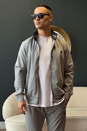 Мужская серая кофта Brioni logo-embroidered   