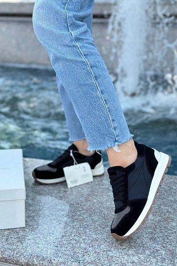 Женские замшевые кроссовки Brunello Cucinelli - Black   