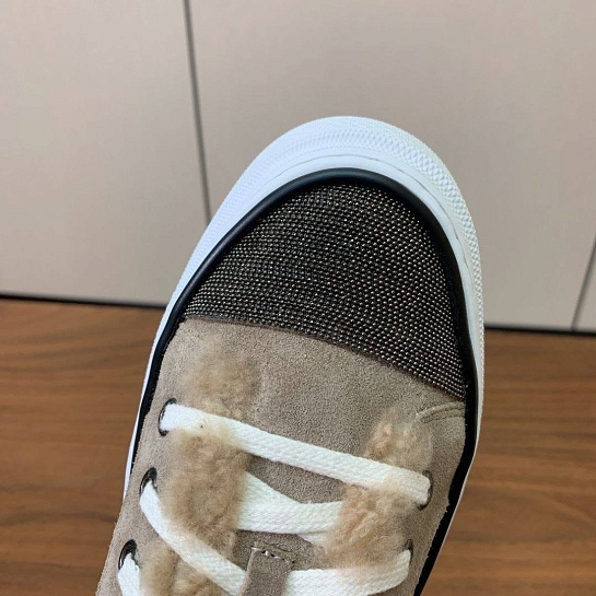 Женские кроссовки с мехом Brunello Cucinelli premium - Beige