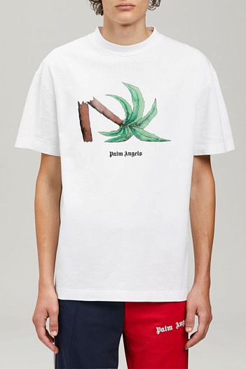 Белая футболка Palm Angels Broken Palm print   