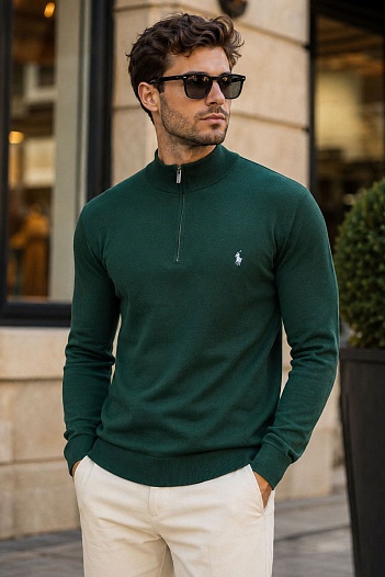 Мужская кофта Роlо Ralрh Lаurеn half-zip - Green   