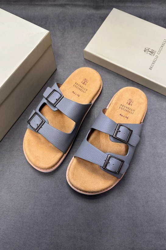 Кожаные шлёпанцы Brunello Cucinelli Urban - Grey