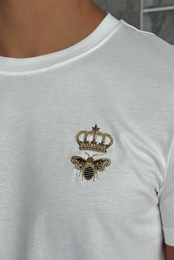 Футболка белого цвета Dolce & Gabbana bee and crown   