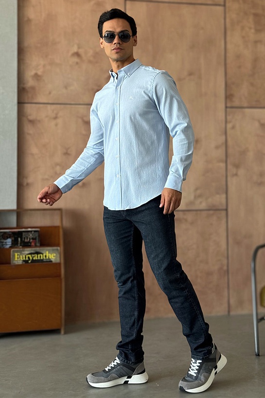 Мужская голубая рубашка Etro Pegasus logo