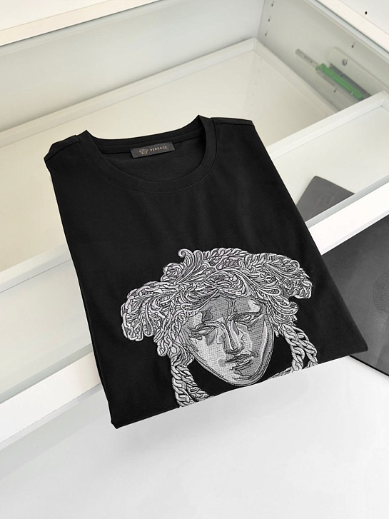Мужская футболка Versace Medusa logo-embroidered - Black
