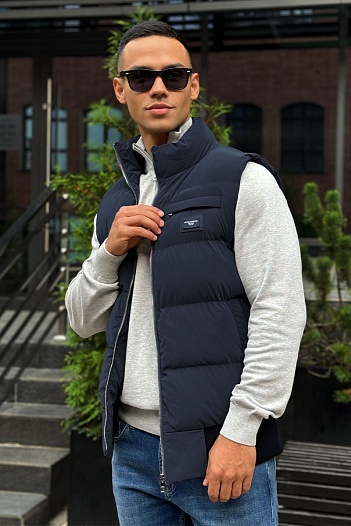 Мужской синий жилет Dolce&Gabbana logo-plaque   