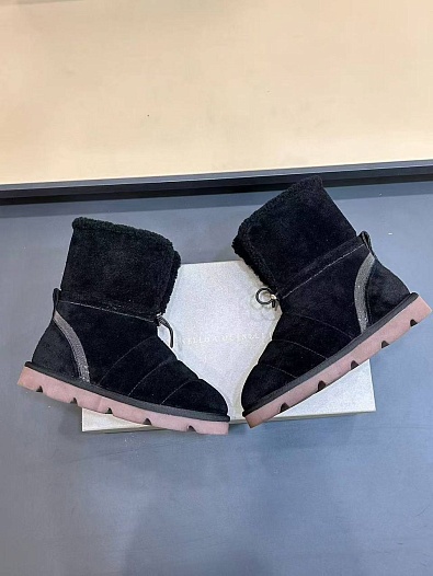 Женские замшевые угги с мехом Brunello Cucinelli Monili Premium   