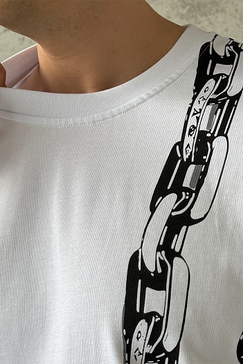 Мужская оверсайз футболка Louis Vuitton Chain print - White   