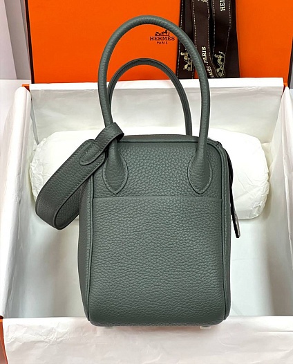 Женская кожаная сумка Hermes Lindy Premium 26x18x13 см - Green   
