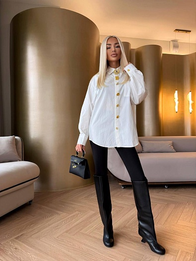 Женская хлопковая рубашка Schiaparelli Premium - White   