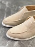 Замшевые лоферы с меховой стелькой Loro Piana Open Walk - Beige
