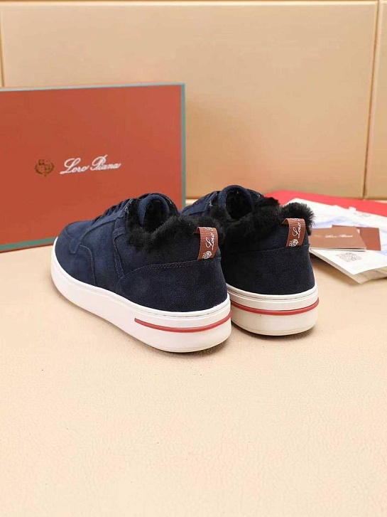 Кроссовки с мехом Loro Piana Newport Walk - Navy