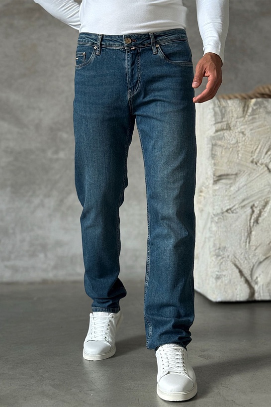 Мужские джинсы синего цвета Hermes regular fit