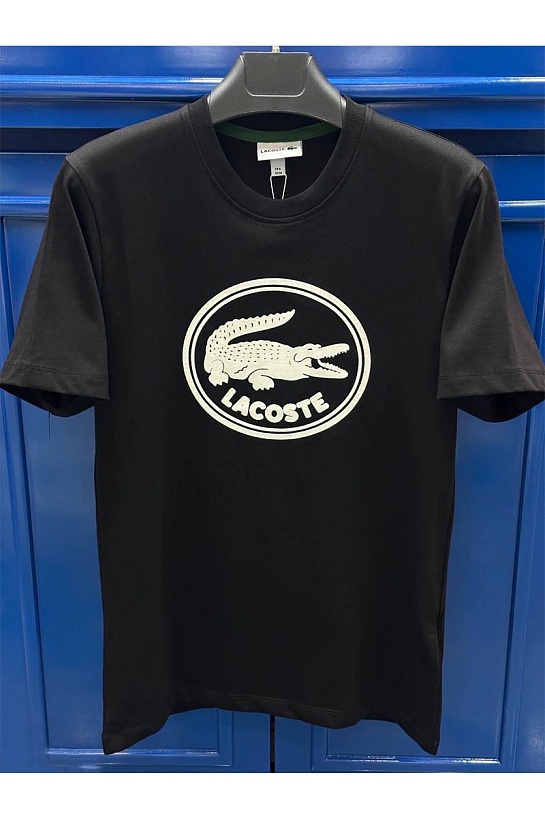 Чёрная футболка Lacoste logo-print