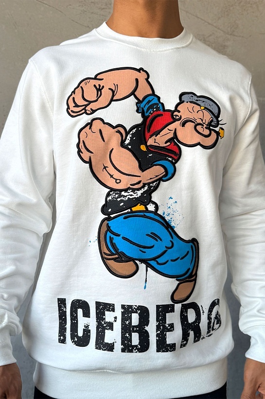 Свитшот белого цвета Iceberg Popeye