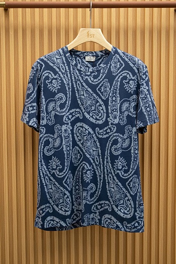 Синяя футболка с узором пейсли Etro Premium   