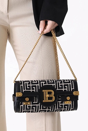 Женский клатч Balmain B-Buzz 25x12 см - Black / White   