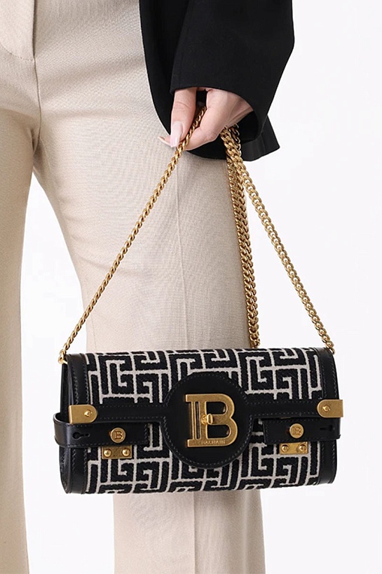 Женский клатч Balmain B-Buzz 25x12 см - Black / White