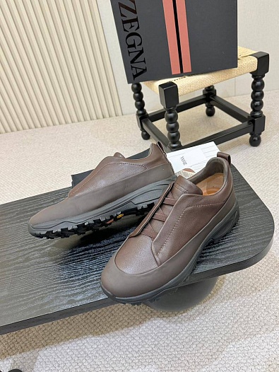 Кожаные кроссовки Zegna Triple Stitch Monte - Brown   