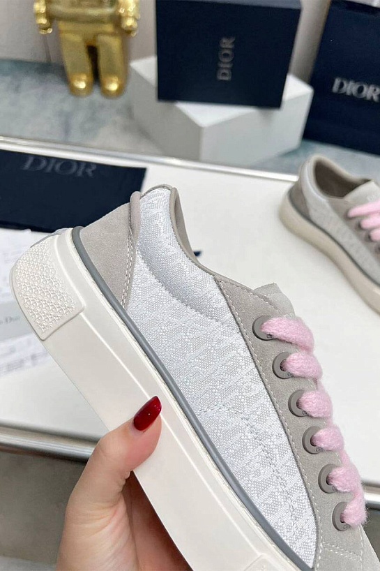 Женские комбинированные кроссовки Dior бежевого цвета