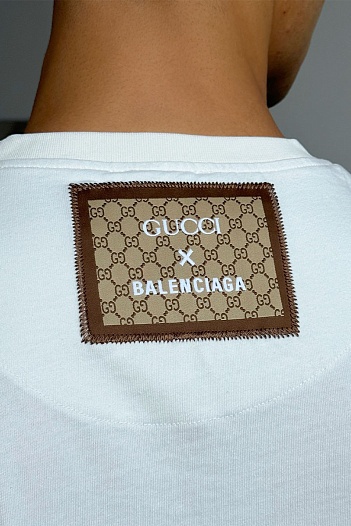 Мужская оверсайз футболка Balenciaga белого цвета   