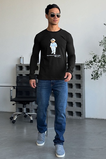 Мужской лонгслив Polo Ralph Lauren "Bear" - Black   