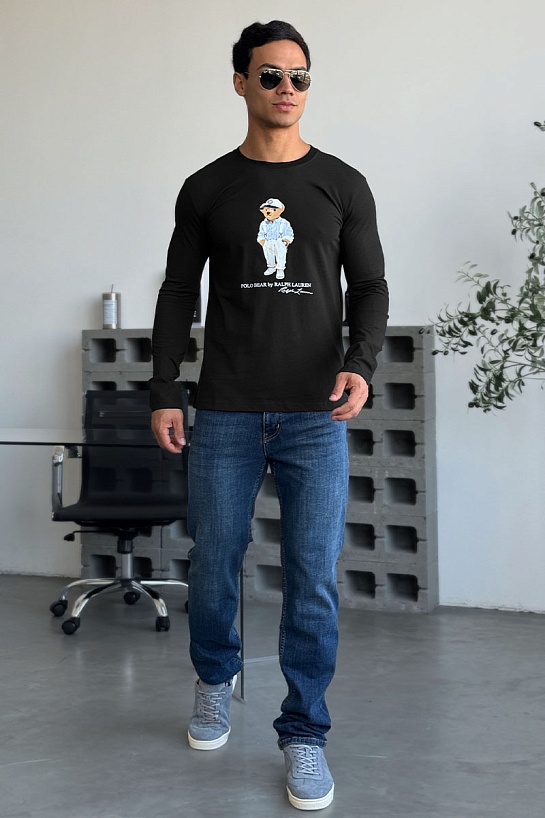 Мужской лонгслив Polo Ralph Lauren "Bear" - Black