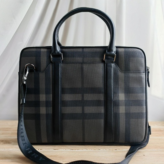 Мужская кожаная сумка Burberry 38.5x29 см -  Brown