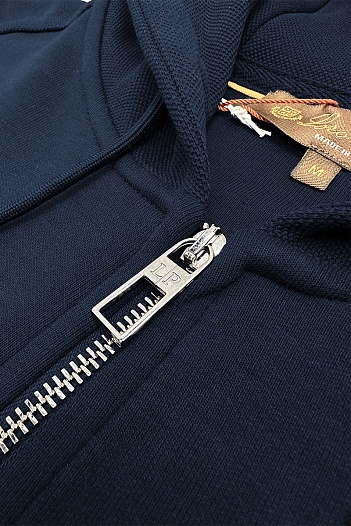 Кофта на молнии Loro Piana logo-embroidered - Navy   