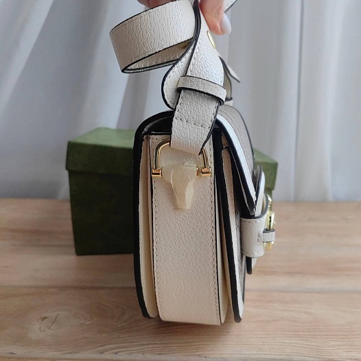 Женская сумка Gucci Horsebit 1955 mini 19x18 см - White   