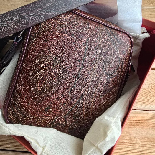 Кожаная сумка Etro с узором пейсли 18x20 см   