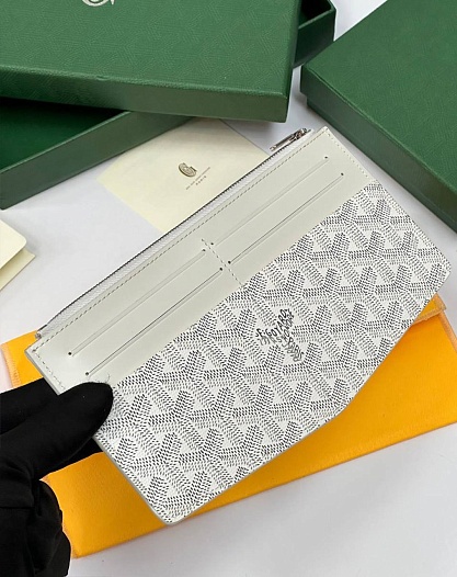 Кожаный кошелек Goyard Insert Louise Premium 21x11см - White   