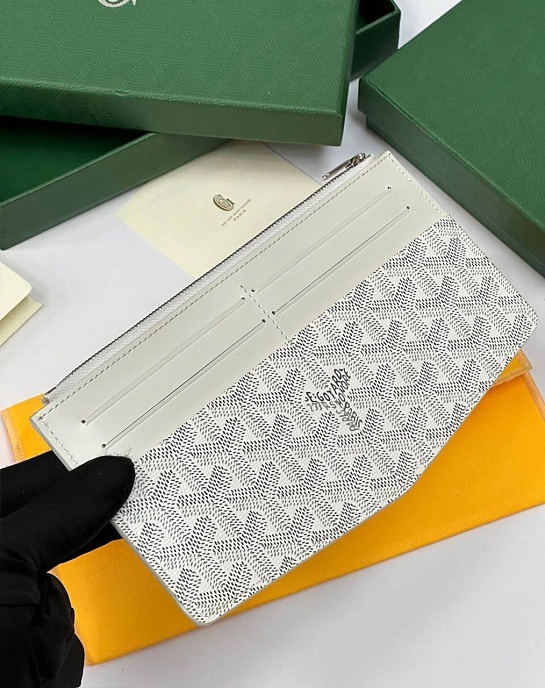 Кожаный кошелек Goyard Insert Louise Premium 21x11см - White