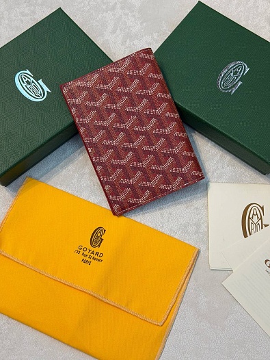 Кожаная обложка для паспорта Goyard Grenelle premium 14x10 см   