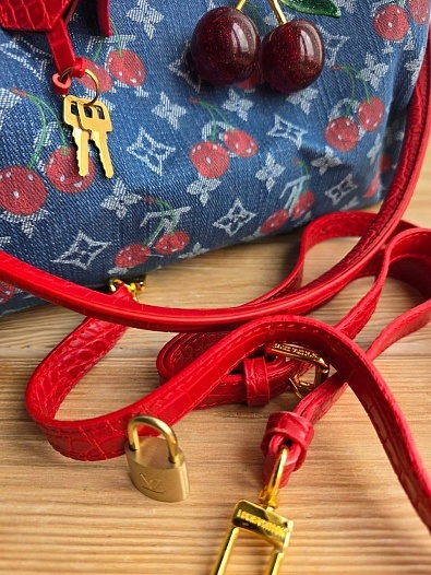 Сумка Louis Vuitton x Takashi Murakami Cherry Speedy Denim 30x22 см   