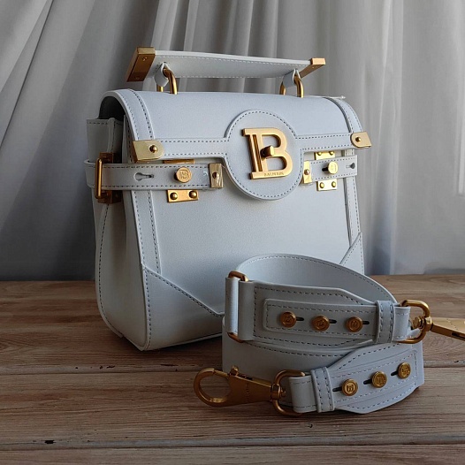 Женская кожаная сумка Balmain B-Buzz 23x21x11 см - White   