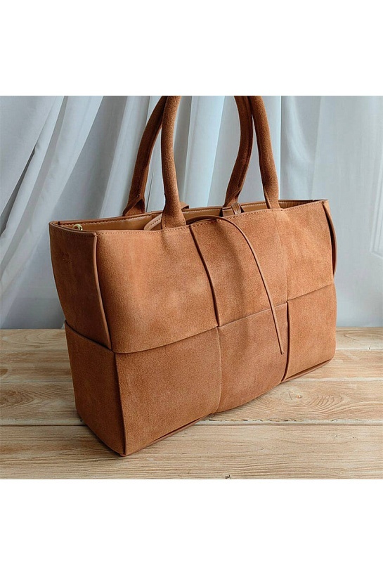 Замшевая сумка-тоут Bottega Veneta Arco Medium 36x25 см - Beige