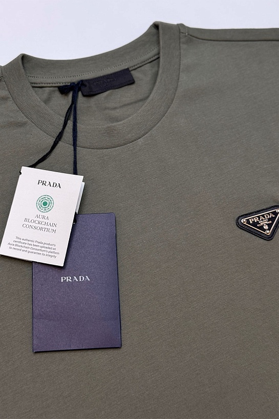 Мужская футболка Prada logo-plaque - Khaki