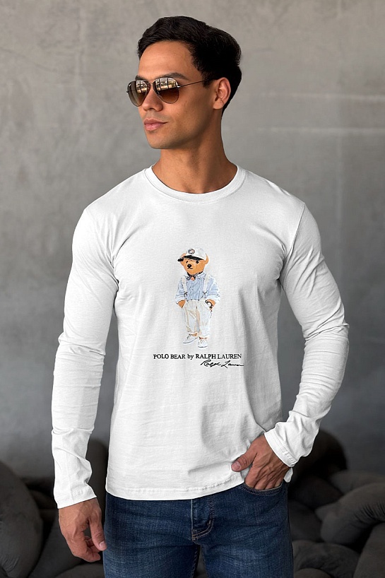 Мужской лонгслив Polo Ralph Lauren "Bear" - White