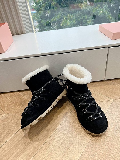 Женские замшевые угги с мехом MIU MIU Premium   