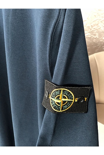 Мужской синий свитшот Stone Island с патчем на плече   